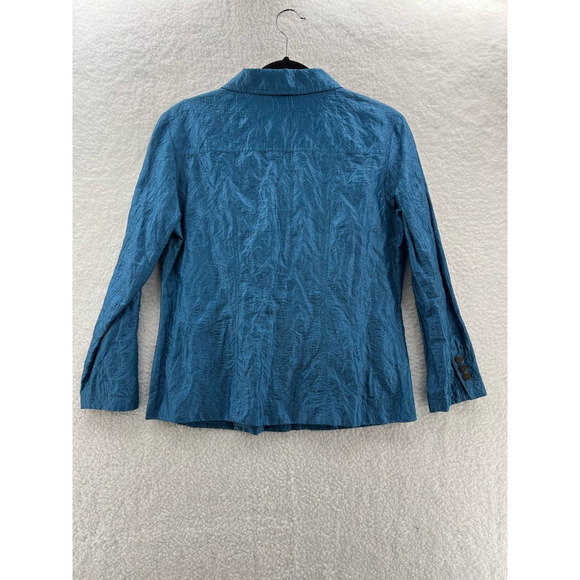 Chicos Womens Suit Jacket Blazer Blue Floral Embroidered Lined Pockets 1 M/8 - Picture 2 of 8